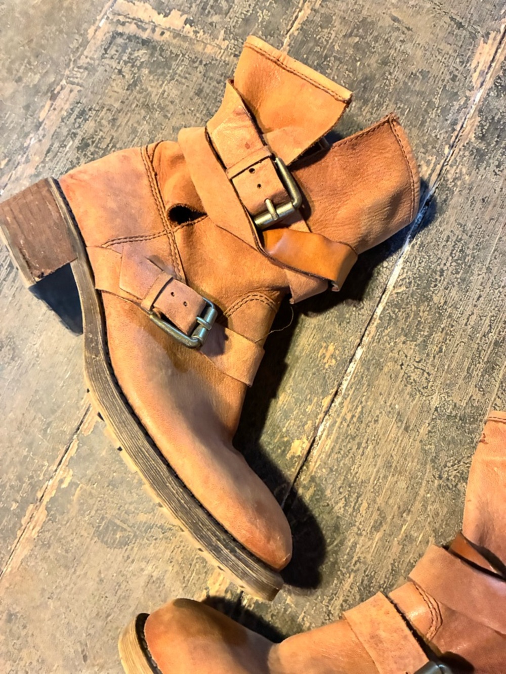 Lucky Brand Leather Buckle Ankle Boots - Picture 2 of 6